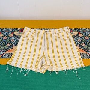 Pilcro Anthropology Striped Yellow and Cream Women's Cuttoff Shorts